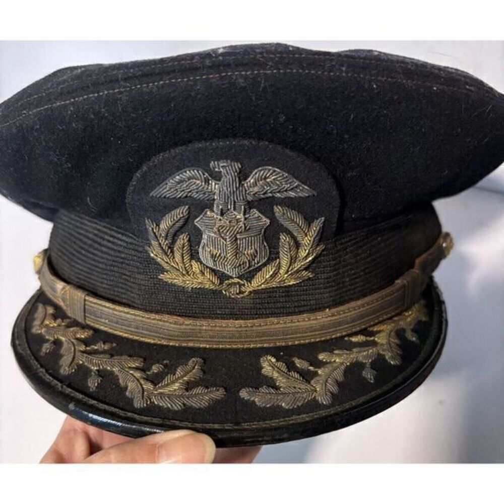 Original WWII US Navy Merchant Marine Commander Visor‎ Hat
